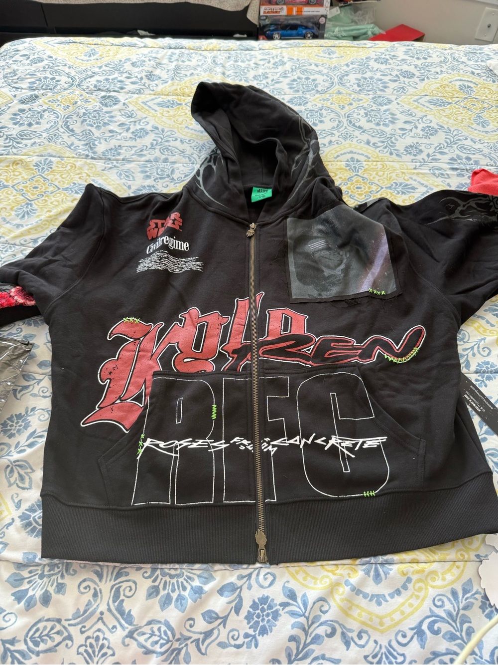Civil Regime & Star Wars Black Graphic Zip Hoodie with Red Lettering